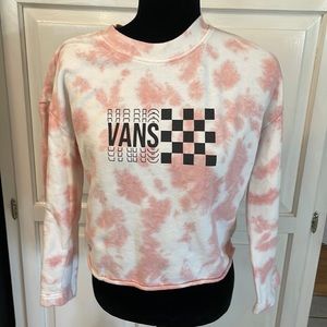 Vans sweatshirt Crop Top Long Sleeve Size Small Tie Dye Black & Pink